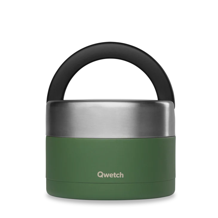 Qwetch - Boîte repas poignée isotherme 650ml - Granite kaki