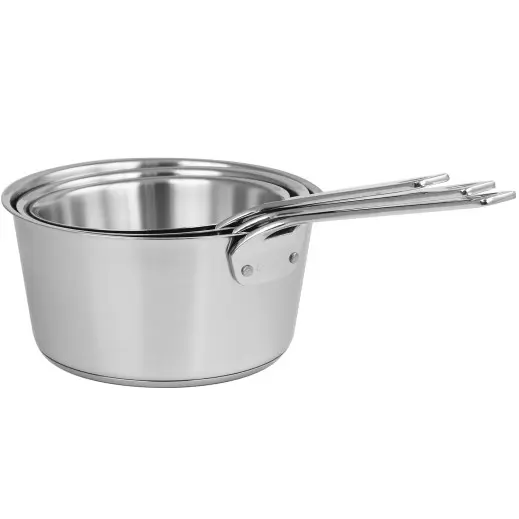 Cristel 1826 - Série de 3 casseroles en inox brossé