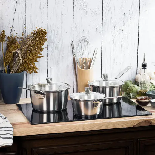 Cristel 1826 - Série de 3 casseroles en inox brossé – Image 4