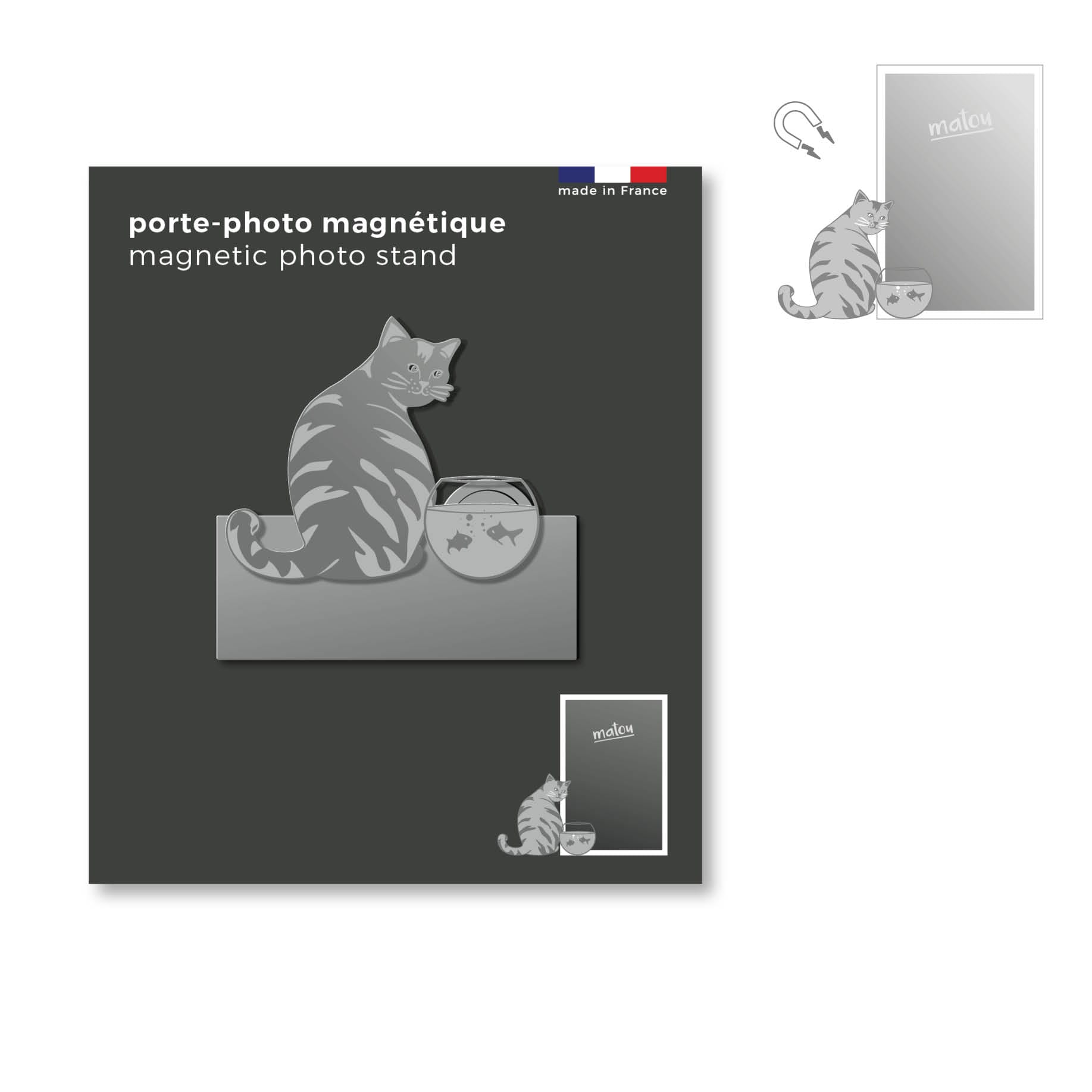 Tout Simplement - Porte-photo magnétique en métal - chat matou