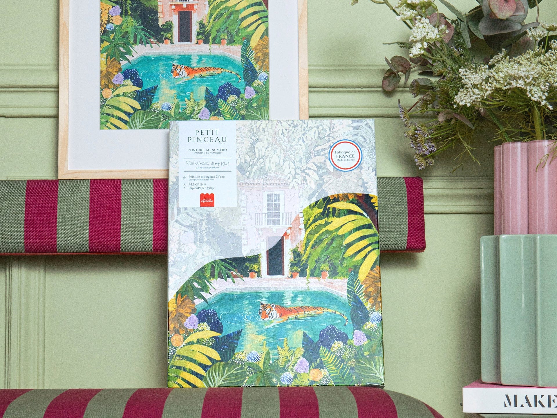 Petit Pinceau - Kit de peinture au numéro - Tiger relaxing in my pool – Image 2