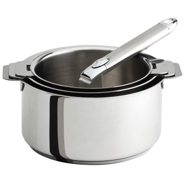 Cristel Mutine Amovible - Casseroles en inox (set de 3) + 1 poignée amovible Inox