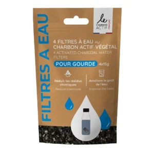 Bijin - Filtres à eau nomade et compostable pour gourde au charbon végétal actif X4
