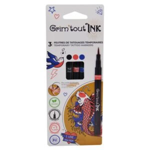 Grim'tout - Set de 3 feutres de tatouage temporaire