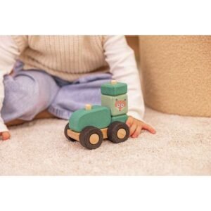 Jeu tracteur à empiler en liège pour enfant