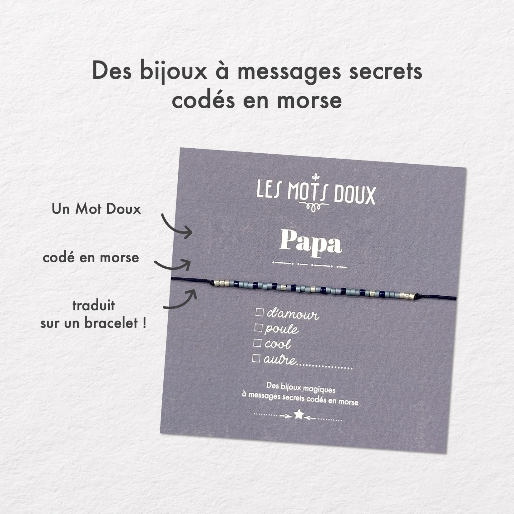 Les Mots Doux - Bracelet Code Morse : Papa – Image 3
