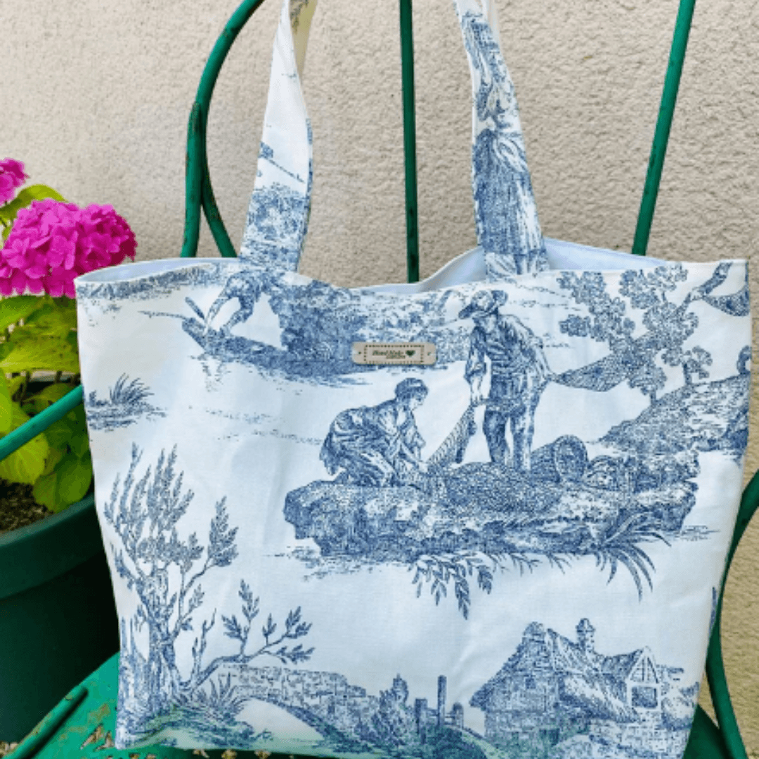 Hibou Phinou Couhh – Sac cabas toile de jouy – couleurs au choix, avec/sans fermeture – Image 4