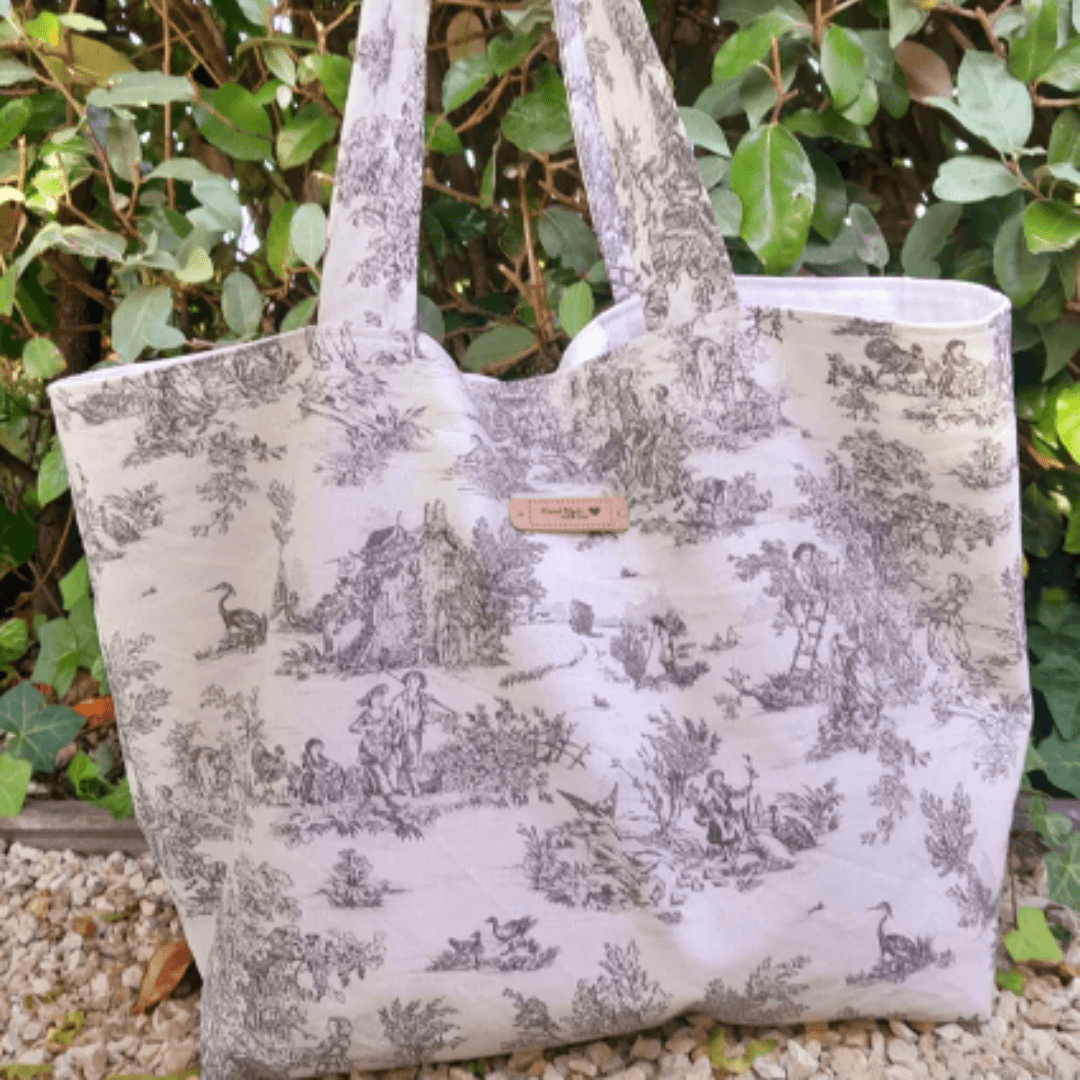 Hibou Phinou Couhh – Sac cabas toile de jouy – couleurs au choix, avec/sans fermeture – Image 3