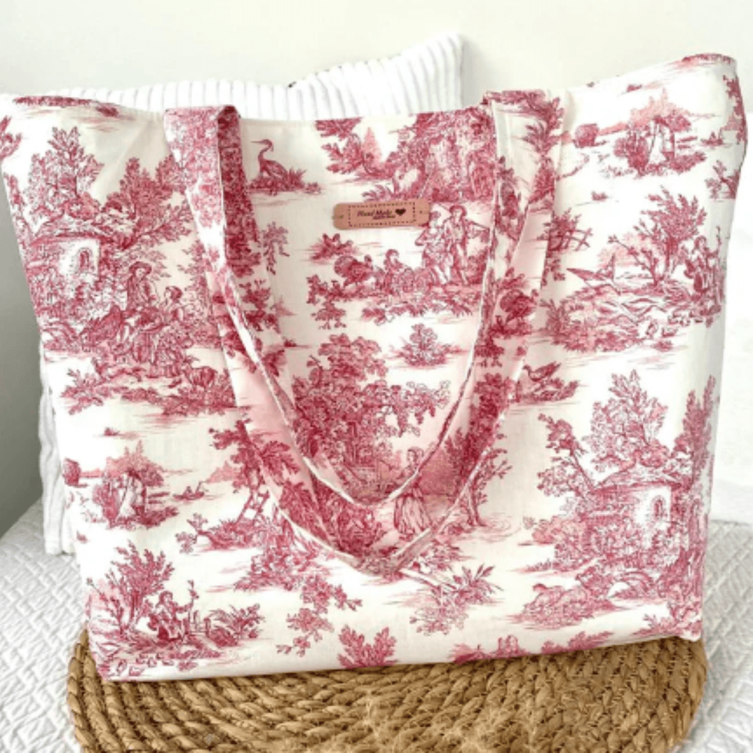 Hibou Phinou Couhh – Sac cabas toile de jouy – couleurs au choix, avec/sans fermeture – Image 5