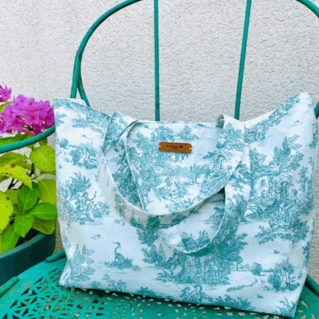 Hibou Phinou Couhh – Sac cabas toile de jouy – couleurs au choix, avec/sans fermeture – Image 2