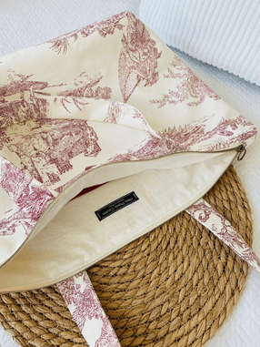 Hibou Phinou Couhh – Sac cabas toile de jouy – couleurs au choix, avec/sans fermeture – Image 6