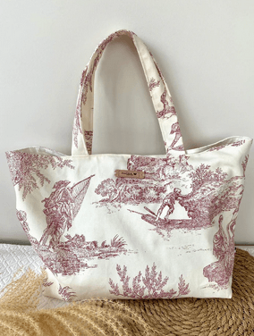 Hibou Phinou Couhh – Sac cabas toile de jouy – couleurs au choix, avec/sans fermeture – Image 10