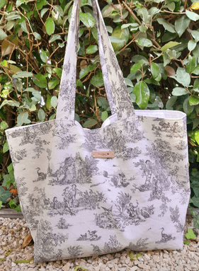 Hibou Phinou Couhh – Sac cabas toile de jouy – couleurs au choix, avec/sans fermeture – Image 12