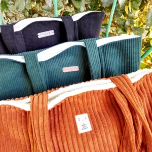 Hibou Phinou Couhh – Sac cabas velours upcyclé – couleurs au choix, avec/sans fermeture