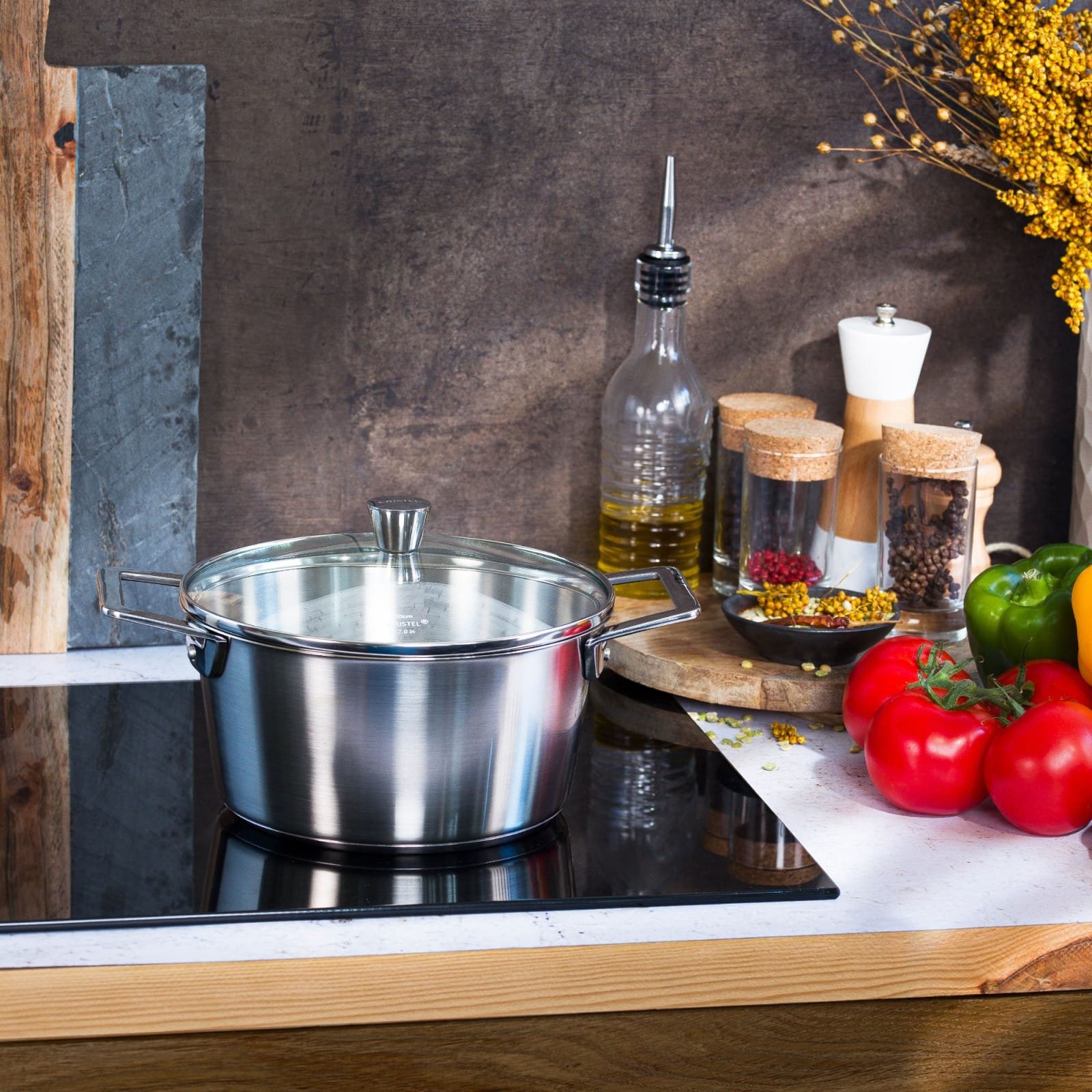 Cristel 1826 - Faitout inox brossé avec couvercle 24cm – Image 8