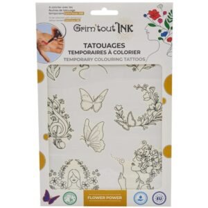 Grim'tout - Flower power - Tatouages temporaires à colorier