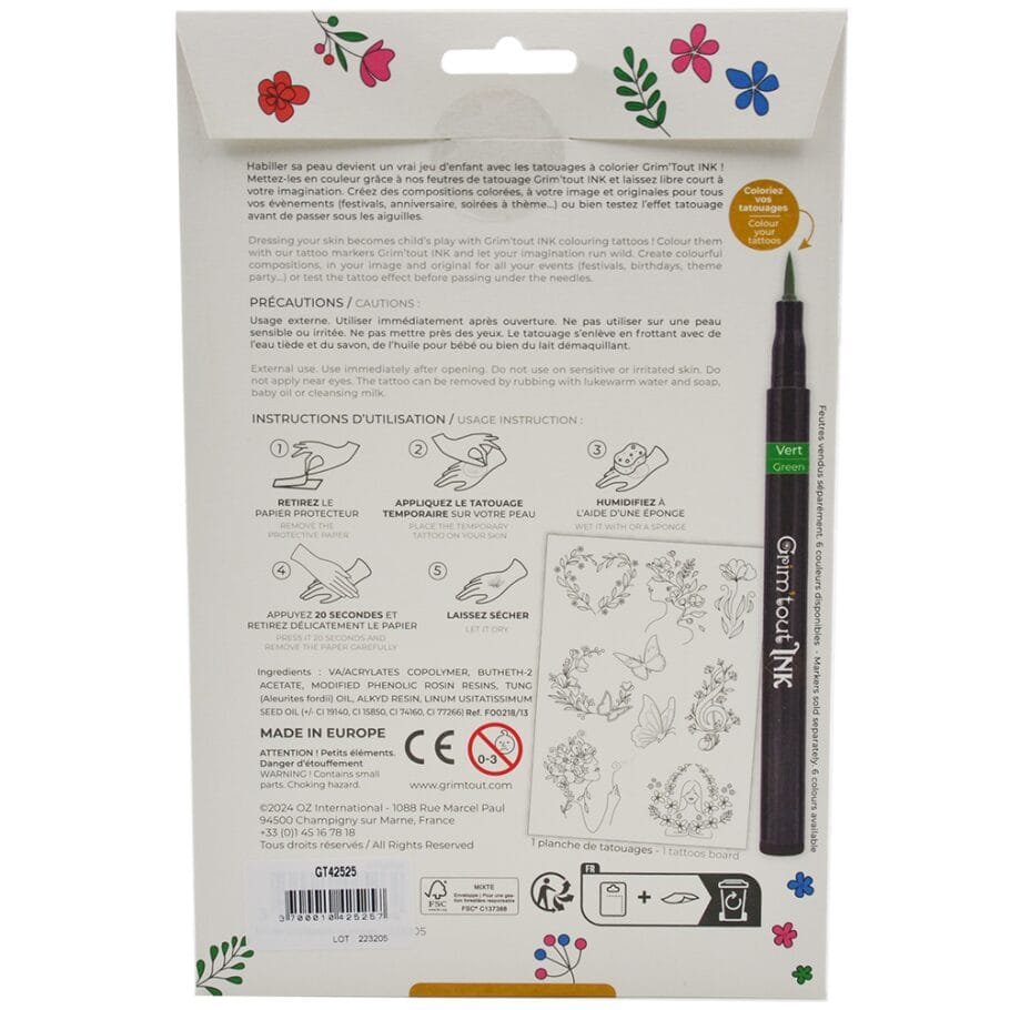 Grim'tout - Flower power - Tatouages temporaires à colorier – Image 2