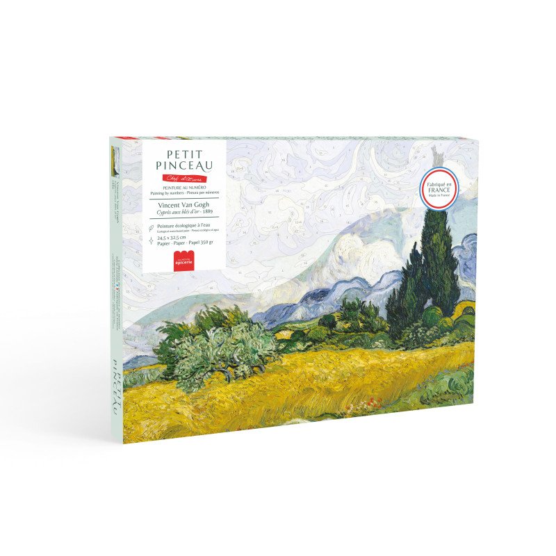 Petit Pinceau - Kit de peinture au numéro - Cyprès aux blés d’or - Vincent Van Gogh