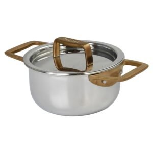 Cristel Castel'Pro - Mini-Faitout en inox à anses cuivrées - avec couvercle - 12cm